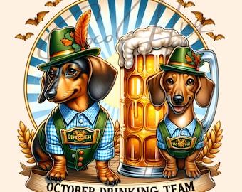 October Beer Dog Png, October Beer Festival PNG, Digital Download, German Beer Festival, drinking team png, Germand Dachshund sublimation