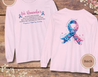 We Remember Infant Loss Ribbon, One In Four, Pink and Blue Awareness, Comfort Colors, Miscarriage Month of October, Pink & Blue