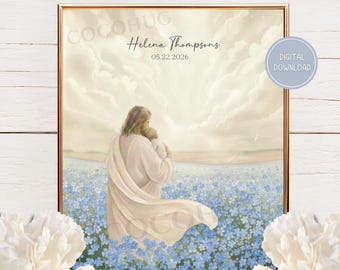 Miscarriage Gift, Baby Loss Gift, Infant Loss, Christian Artwork, Stillborn, Modern Christian Art, Jesus Holding Baby, Instant Download
