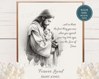Baby Loss Gift, Infant Loss, Miscarriage Gift, Christian Artwork, The First Thing You Saw, Modern Christian Art, Jesus Holding Baby, Museum-