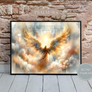 Psalm 91: 4, Christliche Malerei, Psalm 91, Moderne Christliche Kunst, Himmlische Flügel, Göttlicher Schutz,