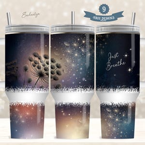 Juste Breathe Positivity 40 OZ Tumbler Wrap PNG,  Positive Affirmation Tumbler Sublimation Design,  Instant Digital Download,