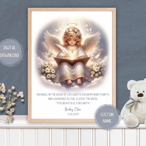 Perdita di un neonato, regalo per aborto spontaneo, opera d'arte cristiana, libro della vita, arte cristiana moderna, memoriale per la perdita di un bambino, troppo bello per la terra,