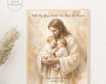 Twins Loss, Digital Download, Infant Loss, Twin Loss Memorial, Miscarriage Gift Twins, Twin Babies Memorial, Jesus Holding Baby, Christian A
