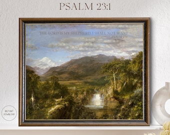 Salmo 23 Arte mural, Impresión de arte cristiano, Arte de los Salmos, Arte mural de los Salmos, Impresión mural de Salmo 23:1, El Señor es mi pastor