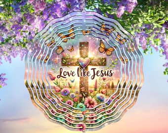 Christian Wind Spinner Png, Love Like Jesus Windspinner Sublimation, Cross Spinner Designs,