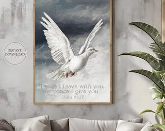 Peace in Christ, John 14 27 Wall Art, Peace Dove, Peace in Christ, Christian Artwork, Dove Wall Art