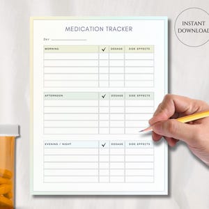 Medication Tracker, Medicine Log, Prescription Tracker, Print at Home, Digital Download