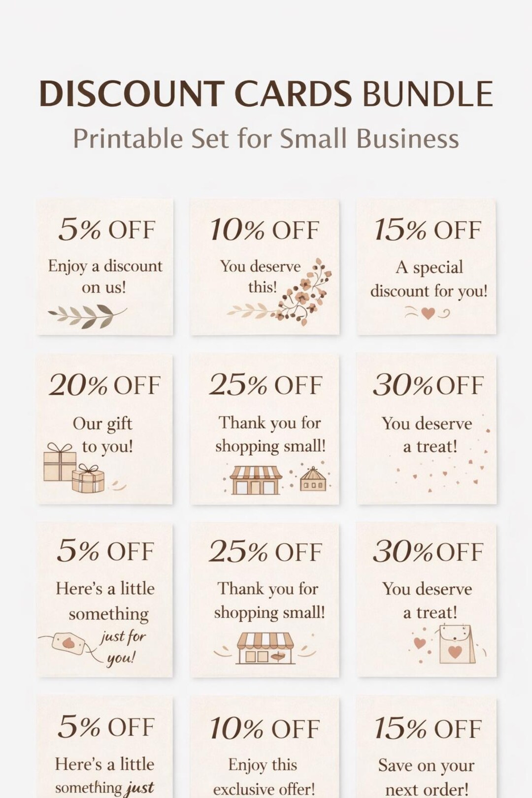 Doscount Card Example Instant Download, Printable Discount Cards, Small Business Discount ...
