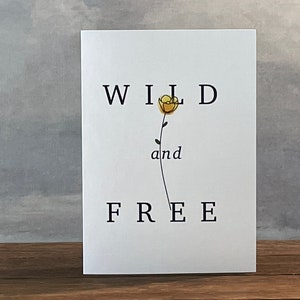 Wild & Free, tarjeta en blanco, 5" por 7"