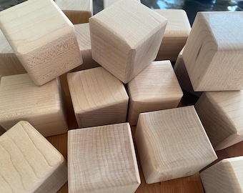 Handcrafted Maple Wood Blocks: Unstained Sanded DIY Hardwood Craft Blocks