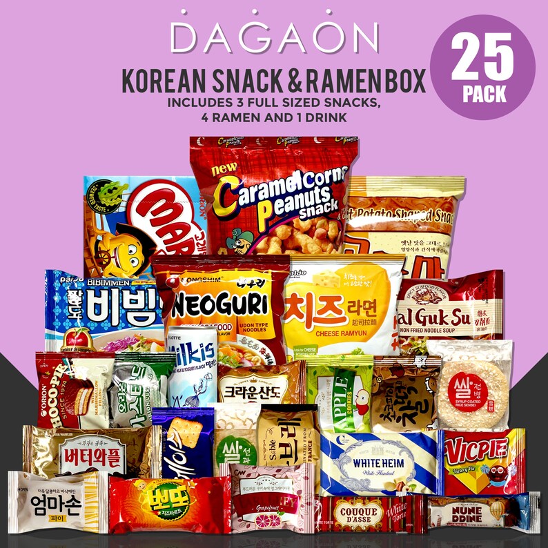 Premium Korean Snack Box With Ramen. Assortment of Snacks for Everyone. Carefully Handpicked