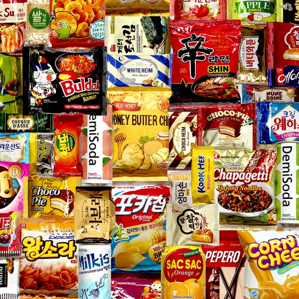 Premium Korean Snack Box with Ramen.  Assortment of Snacks for Everyone. Carefully Handpicked from Favorite Snacks. Free Shipping within US