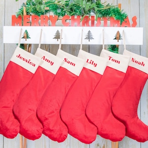 Custom Velvet Christmas Stocking, Family Name Stockings, Personalized Stocking, Custom Velvet Stocking, Christmas Gift