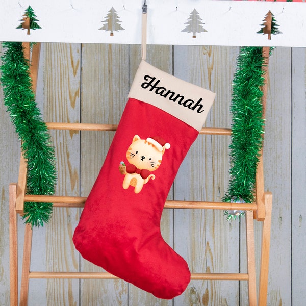 Velvet Christmas Stocking, Custom Family Name Stockings, Personalized Stocking, Custom Velvet Stocking, Christmas Gift