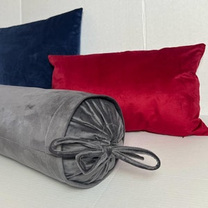 Enhanced Velvet Bolster Pillowcase with Handles or Drawstring Design, Premium Quality Velvet Sofa Bolster, Available in 48 Colors