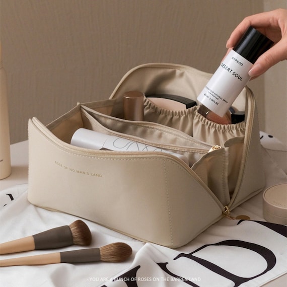 Cosmetic MakeUp Bag, Leather Toiletry Bag, Vegan Bag for Bridesmaid.