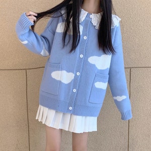 Latestepic Kawaii Knitted Clouds Sweatshirt C18/22 - Etsy