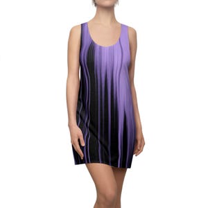 Purple Black Gradient Stripe Racerback Dress | Fluid Ombre All