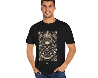 Rebellious Skull Graphic Tee | Unisex Garment-Dyed T-shirt for Rock Lovers, Edgy Fashion, Casual Style, Music Festivals, Gift for Him or Her