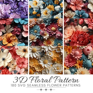 180 3D Floral Seamless Design Digital Paper Rolled Flower SVG, 3D Flower SVG, Paper Flower Svg, Digital Download, Digital Paper Svg, 300 dpi