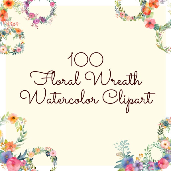 100 FLORAL WREATH PNG Bundle Circle Frame Png Botanical Frame Wedding Wreath PngFlower Garland Cricut Silhouette Png