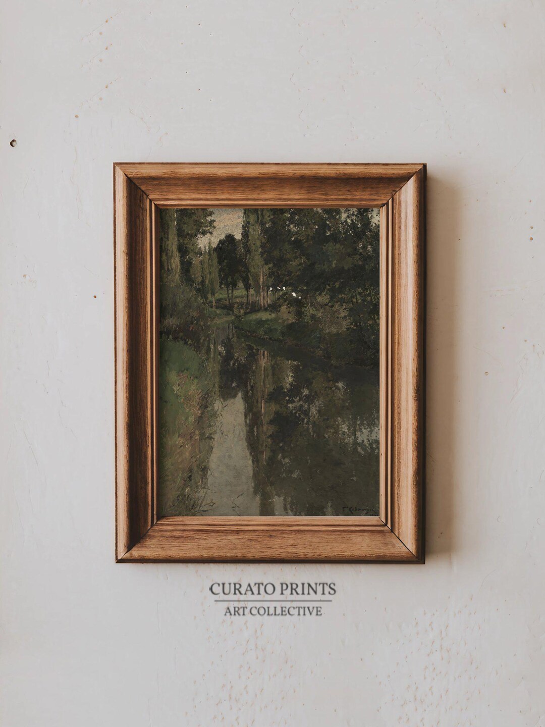 Peaceful Forest River Reflection Poster, Nature Scenic Landscape