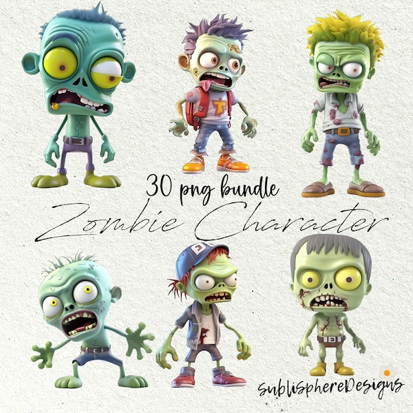 Zombie Clipart | Transparent Backgrounds | Png Bundle | Card Making | Scrapbook Paper Crafts | Sublimation Designs | Digital Download