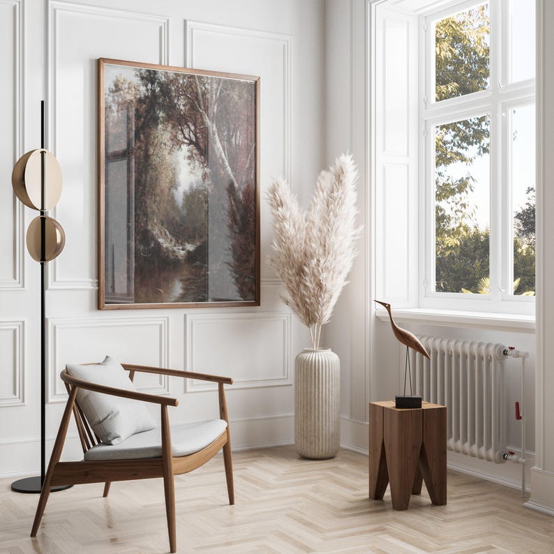 Serene Forest Stream Landscape Printable Wall Art, Digital Download