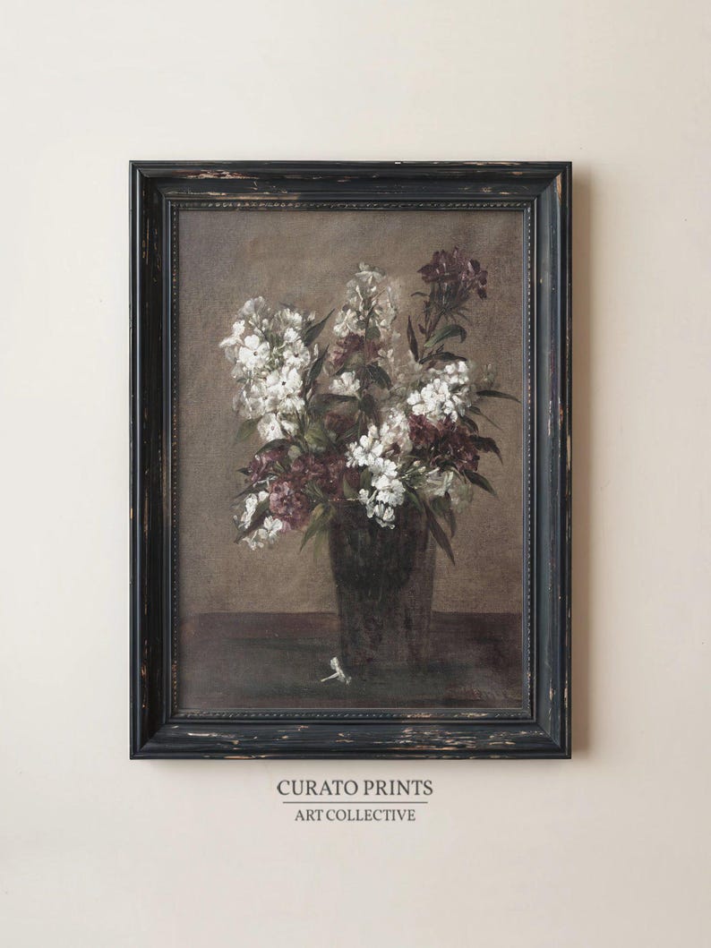 Floral Still Life Wall Art, Vintage Flower Print, Antique Botanical