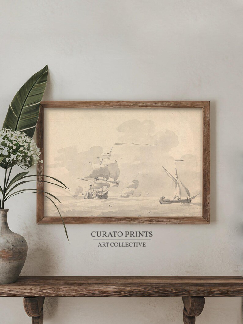 Nautical Ship Art Print, Vintage Maritime Decor, Ocean Journey