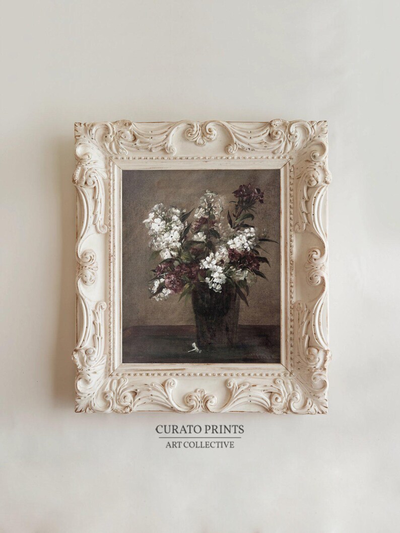 Floral Still Life Wall Art, Vintage Flower Print, Antique Botanical