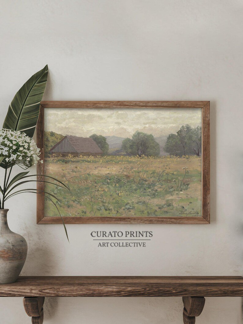 Rustic Landscape Printable Wall Art, Country Farmhouse Decor, Pastoral
