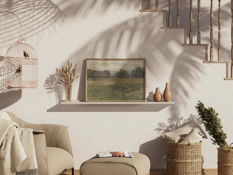 Rustic Landscape Printable Wall Art, Country Farmhouse Decor, Pastoral