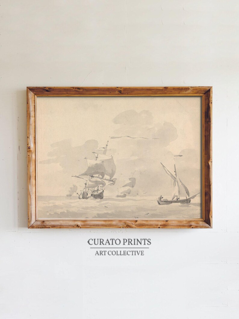 Nautical Ship Art Print, Vintage Maritime Decor, Ocean Journey