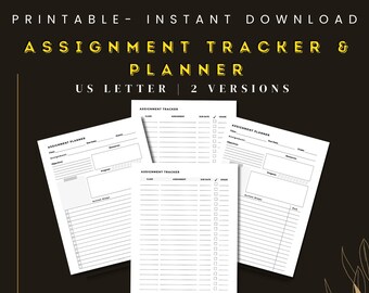 学生向けの印刷可能な課題トラッカー | ティーン | 宿題の整理 | 課題プランナー | 8.5x11 | TATA101