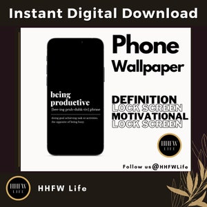 Being Productive iPhone Lock Screen Wallpaper Definition | Android | Motivational | Wallpaper Aesthetic Screensaver| Digital Download |A101