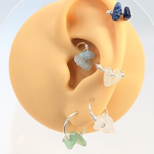 Sterling silver various gemstone crystal cartilage earring hoop 0.8mm 20G piercing helix conch rook tragus snug orbital daith snuggie lobe bild 6