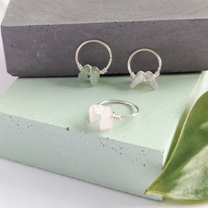 From left to right: 12mm green aventurine, 13mm rose quartz, 10mm moonstone,