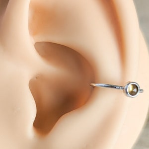 Citrine silver cartilage earring hoop | yellow conch piercing | conch hoop | daith hoop | silver helix hoop | helix earring | conch ring