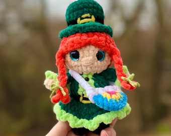Little Miss Leprechaun/ Pot of Gold/ Rainbow Bag/ Shamrock- Digital Crochet Pattern- Crochet Leprechaun Pattern PDF- St. Patrick’s Day Toy