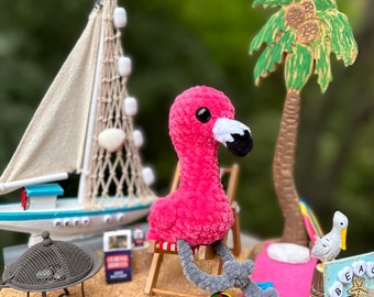 PDF Crochet Pattern- Frank the Flamingo- Low Sew Crochet Pattern- Flamingo Crochet Pattern