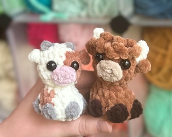 Clementine Cow Crochet Pattern- Hazelnut Hughland Cow Mod- Crochet Pattern PDF- 2 in 1 Pattern- Market Make