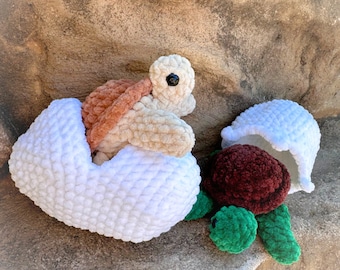 Digital Crochet Pattern- No-Sew Spenser the Sea Turtle- Hatchling Baby Turtle- Crochet Turtle Pattern PDF
