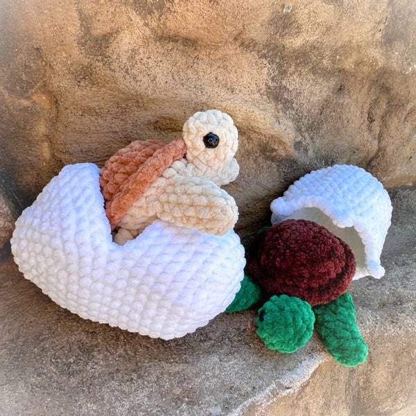 Digital Crochet Pattern- No-Sew Spenser the Sea Turtle- Hatchling Baby Turtle- Crochet Turtle Pattern PDF