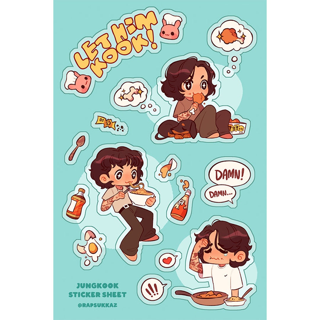 Jungkook BTS Mukbang Sticker Sheet PREORDER Etsy