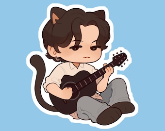 BTS SUGA Guitar Cat Sticker