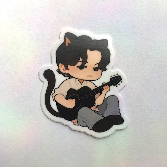 BTS SUGA Guitar Cat Sticker - Etsy