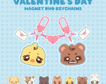 BTS Valentinstag magnetische Acryl Schlüsselbund Tier Freunde Paare Geschenk