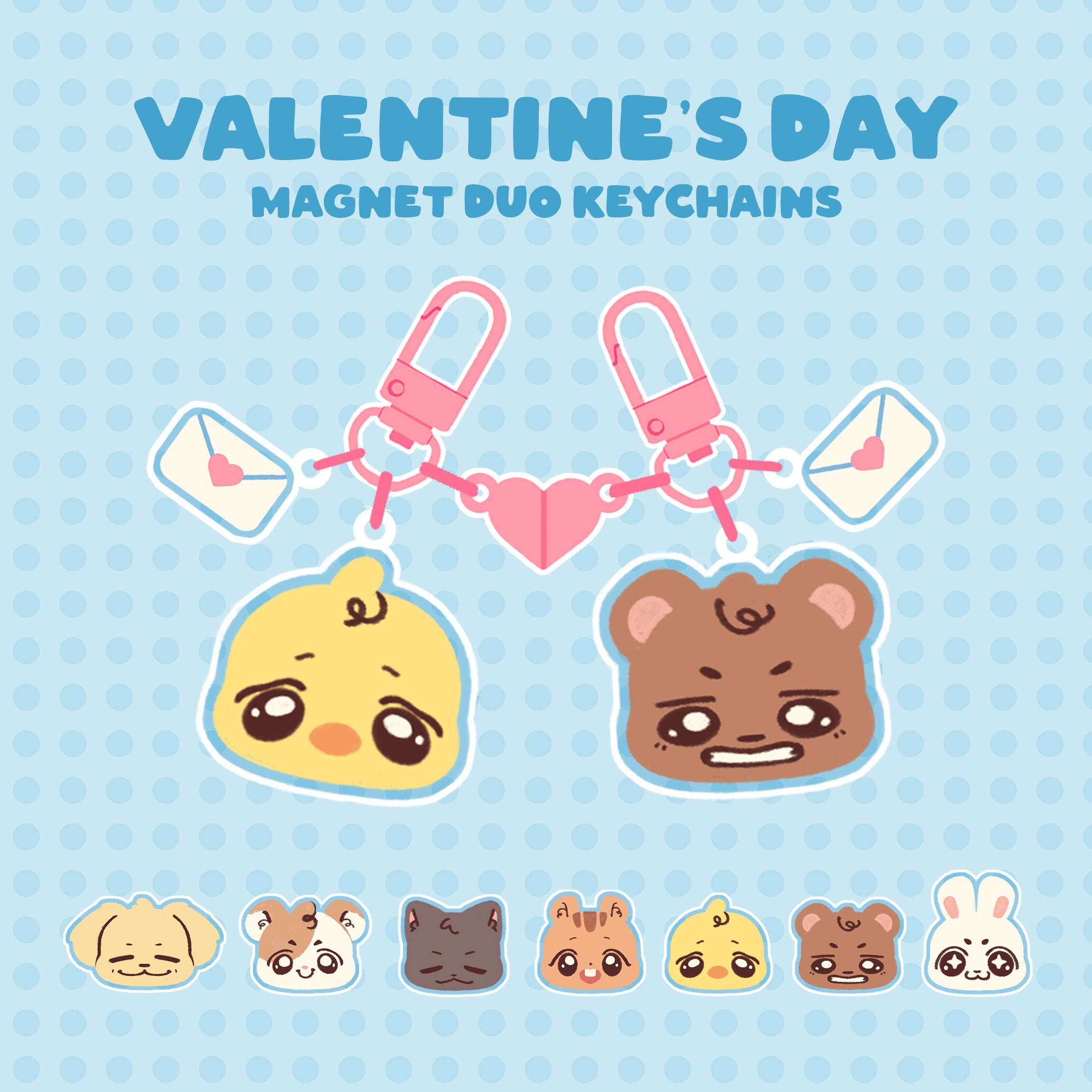 BTS Valentine Magnetic Acrylic Keychain Animal Friends Couples